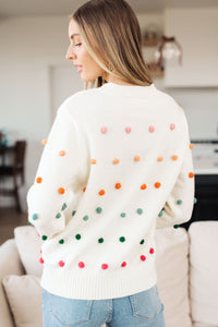 Candy Buttons Pom Detail Sweater