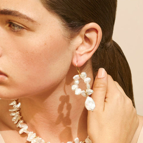 Gold-Plated Mother-of-Pearl Dangle Earrings