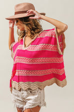 BiBi Multi Color Stripe Hooded Knit Top