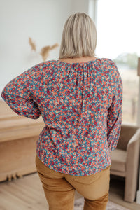 Sunday Brunch Blouse in Denim Floral