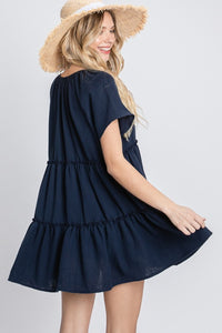 Jade By Jane Full Size Tassel Tie Frill Trim Tiered Dress